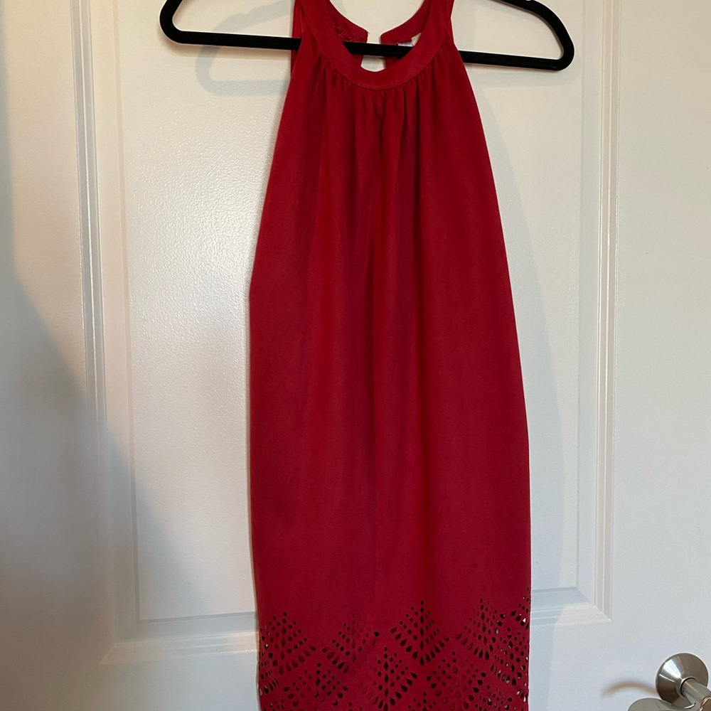 Suede burgundy dress